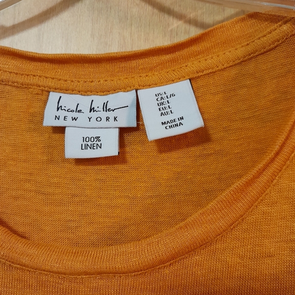 Nicole Miller 100 percent linen t-shirt, women's large, goldenrod yellow - Picture 4 of 4